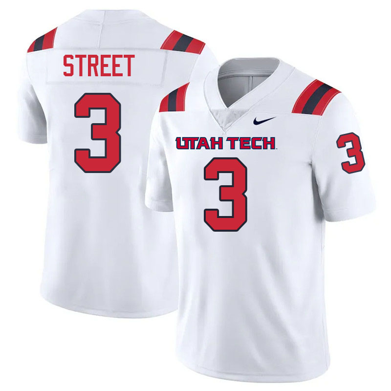 Utah Tech Trailblazers #3 Chris Street College Football Jerseys,Uniforms Stitched-White